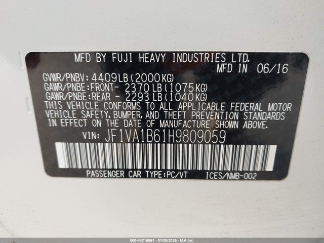 JF1VA1B61H9809059 Subaru WRX
