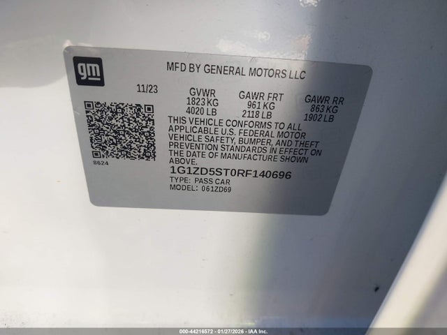 1G1ZD5ST0RF140696 Chevrolet Malibu Fwd 1lt