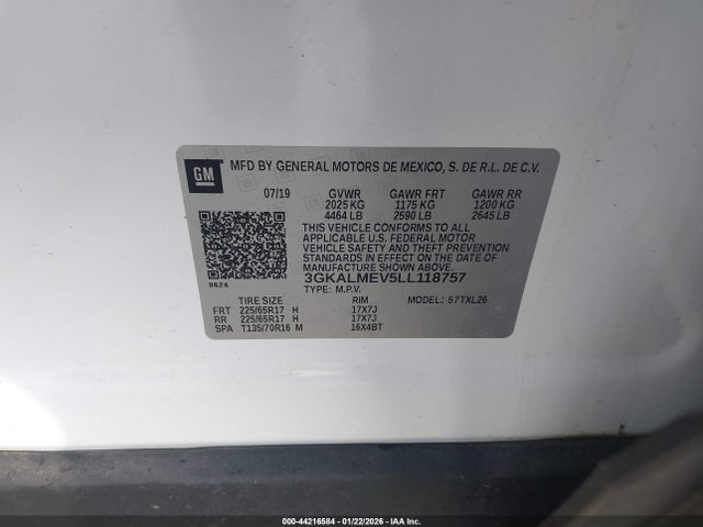 Продаж на аукціоні авто 2020 Gmc Terrain Fwd Sle, vin: 3GKALMEV5LL118757, номер лоту: 44216584