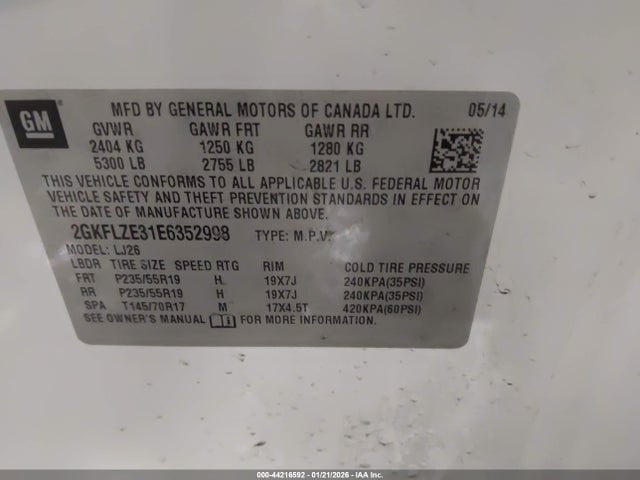 Aukcja sprzedaży 2014 Gmc Terrain Denali, vin: 2GKFLZE31E6352998, numer aukcji: 44216592