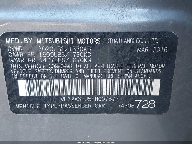 2017 MITSUBISHI MIRAGE ML32A3HJ5HH007577 Photo 8