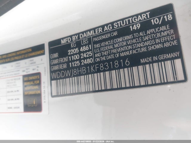 2019 MERCEDES-BENZ AMG C 63 WDDWJ8HB1KF831816 Photo 8