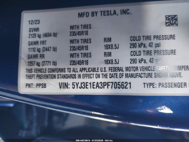 2023 TESLA MODEL 3 5YJ3E1EA3PF705621 Photo 8