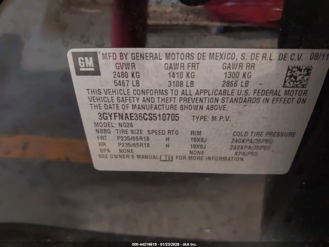 2012 CADILLAC SRX 3GYFNAE36CS510705 Photo 8