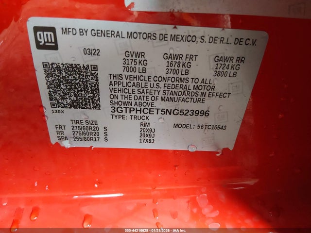 3GTPHCET5NG523996 GMC Sierra 1500 2wd Short Box Elevation