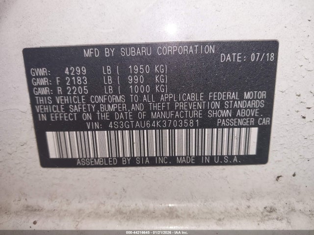 4S3GTAU64K3703581 Subaru Impreza 2.0i Limited