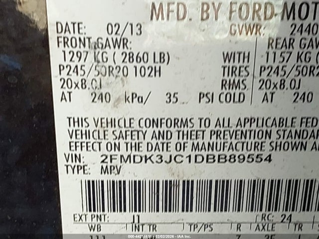 2013 FORD EDGE 2FMDK3JC1DBB89554 Photo 8