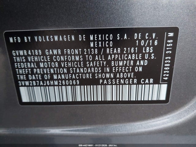 3VW2B7AJ6HM260069 Volkswagen Jetta 1.4t S
