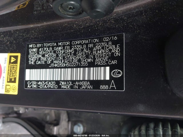 JTHKD5BH5G2271355 Lexus CT 200H