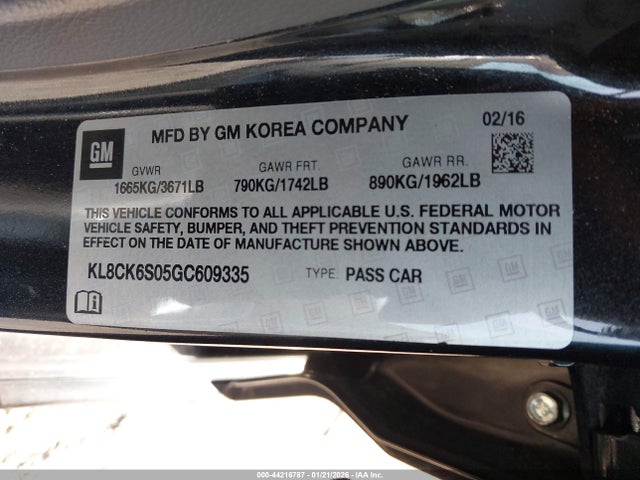 KL8CK6S05GC609335 Chevrolet Spark Ev 1lt