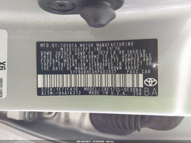 Toyota COROLLA L 2017 5YFBURHE0HP603937 Image 9