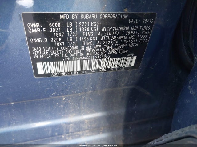 Subaru Ascent Premium 2020 4S4WMACD3L3429053 Image 9