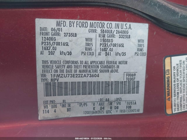 2002 FORD EXPLORER 1FMZU73E22ZA73604 Photo 8