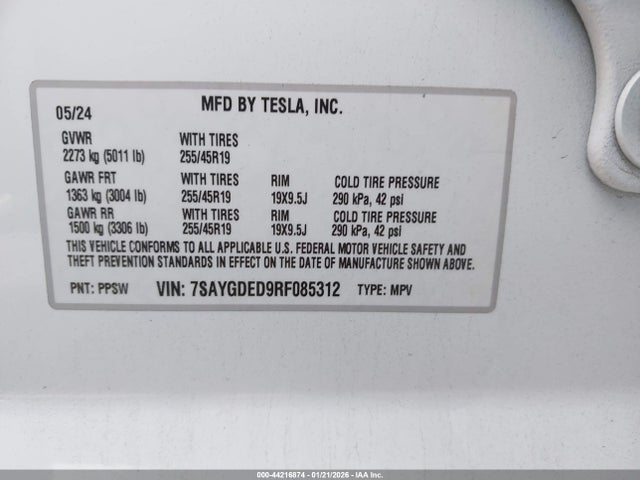 2024 TESLA MODEL Y 7SAYGDED9RF085312 Photo 8