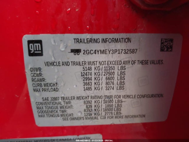 2GC4YMEY3P1732587 Chevrolet Silverado 2500hd 4wd Standard Bed Custom