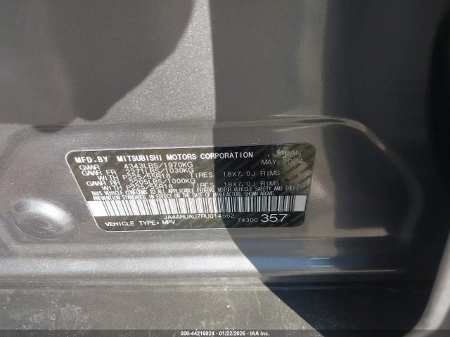 2024 MITSUBISHI OUTLANDER SPORT JA4ARUAU7RU014562 Photo 8