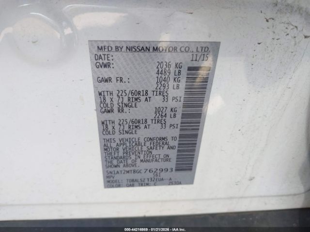 2016 NISSAN ROGUE 5N1AT2MT8GC762993 Photo 8