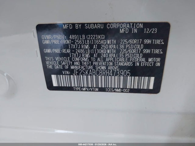 2024 SUBARU FORESTER JF2SKABC8RH473905 Photo 8