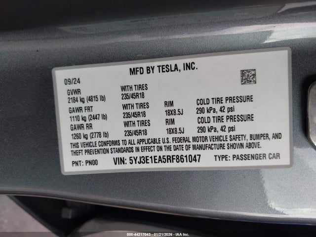 2024 TESLA MODEL 3 5YJ3E1EA5RF861047 Photo 8