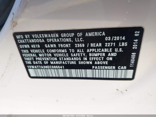 Volkswagen Passat 1.8t Wolfsburg Edition 2014 1VWAT7A36EC085541 Image 9