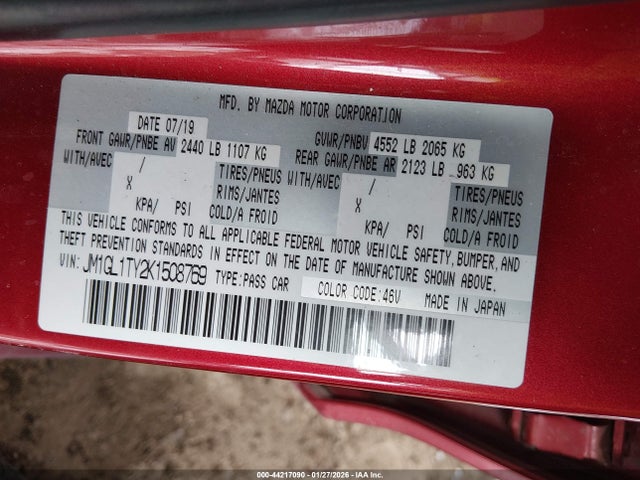 2019 MAZDA MAZDA6 JM1GL1TY2K1508769 Photo 8