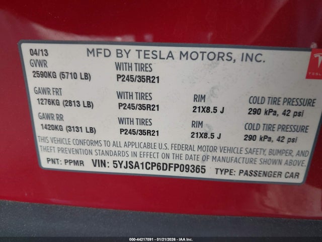 2013 TESLA MODEL S 5YJSA1CP6DFP09365 Photo 8