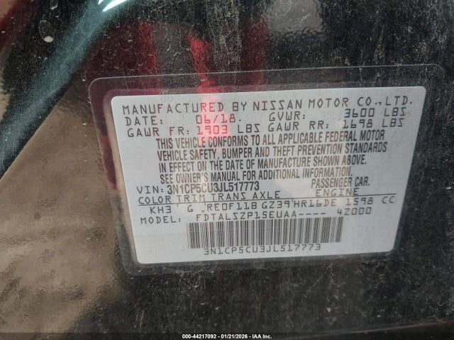 3N1CP5CU3JL517773 Nissan KICKS SV