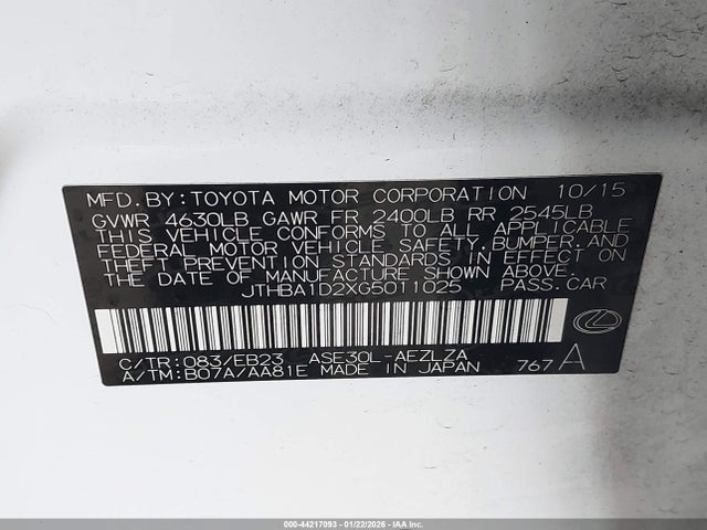 Lexus IS 200T 2016 JTHBA1D2XG5011025 Image 9