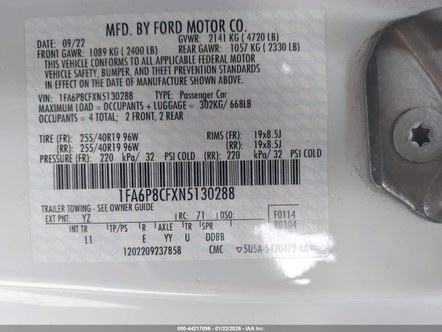 1FA6P8CFXN5130288 Ford Mustang Gt Premium Fastback