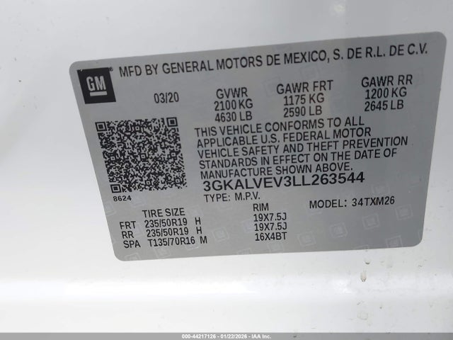 3GKALVEV3LL263544 GMC Terrain Awd Slt