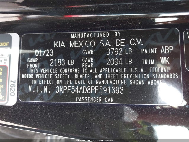 3KPF54AD8PE591393 KIA Forte Gt-line