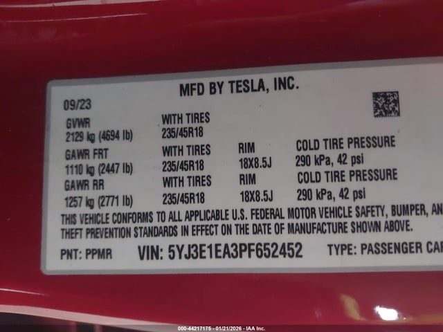 2023 TESLA MODEL 3 5YJ3E1EA3PF652452 Photo 8