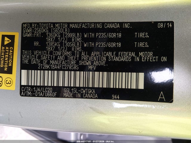 Lexus RX 350 2015 2T2BK1BA4FC278585 Image 9