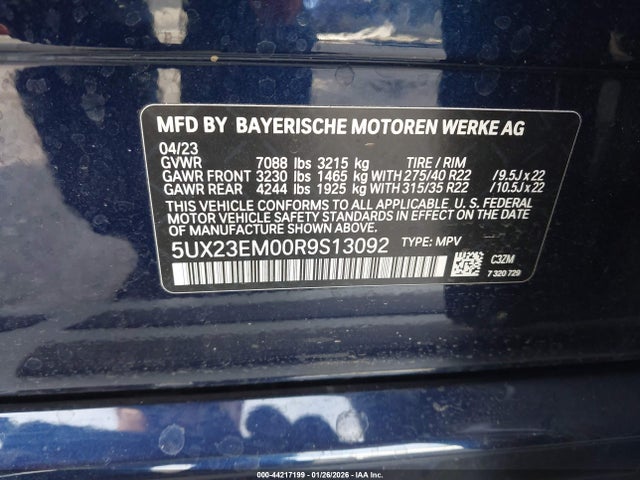 5UX23EM00R9S13092 BMW X7 Xdrive40i