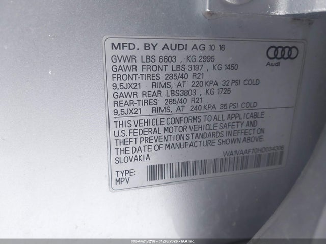 2017 AUDI Q7 WA1VAAF70HD034306 Photo 8