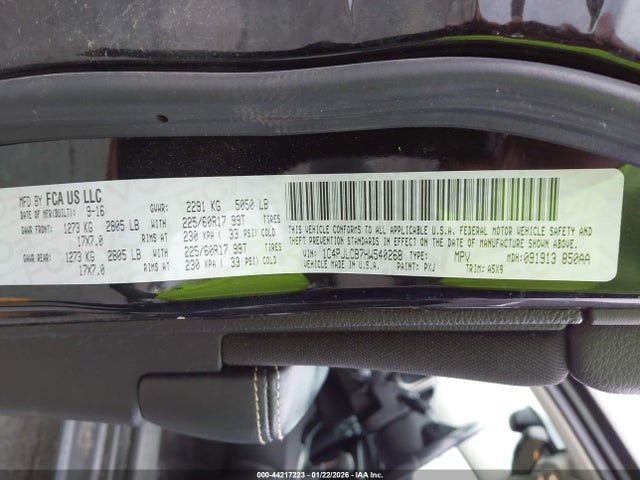 2017 Jeep Cherokee Latitude Fwd მანქანა იყიდება აუქციონზე, vin: 1C4PJLCB7HW540268, აუქციონის ნომერი: 44217223