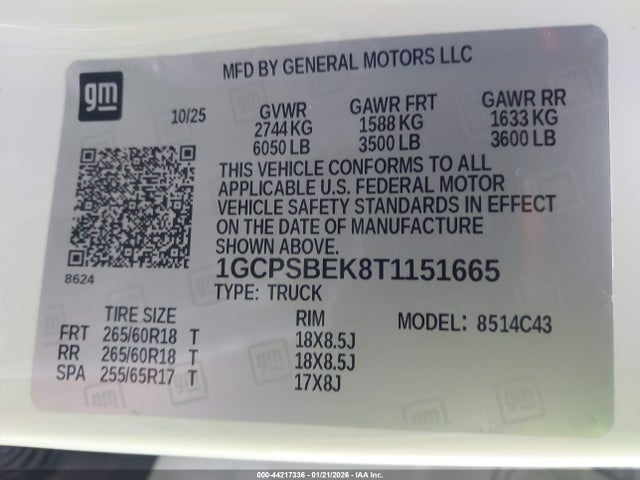 1GCPSBEK8T1151665 Chevrolet Colorado Wt
