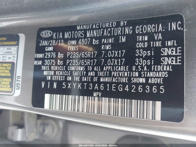 5XYKT3A61EG426365 KIA SORENTO LX