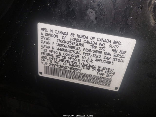 2007 ACURA MDX 2HNYD28507H518967 Photo 8