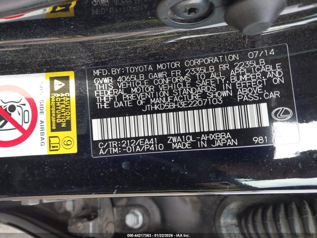Lexus CT 200H 2014 JTHKD5BH3E2207103 Image 9