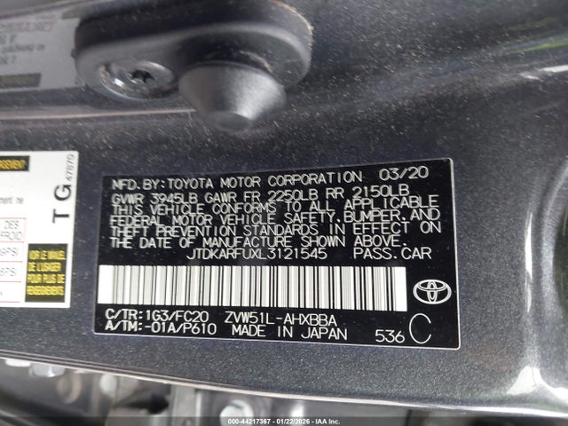 2020 TOYOTA PRIUS JTDKARFUXL3121545 Photo 8