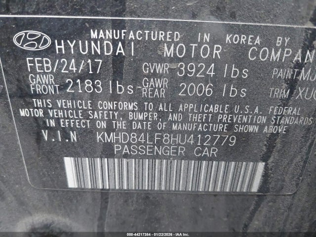 KMHD84LF8HU412779 Hyundai Elantra Value Edition
