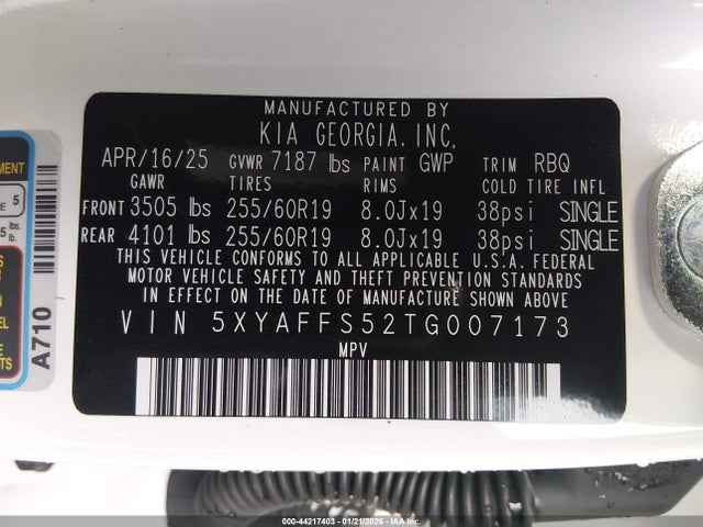 5XYAFFS52TG007173 KIA Ev9 Wind