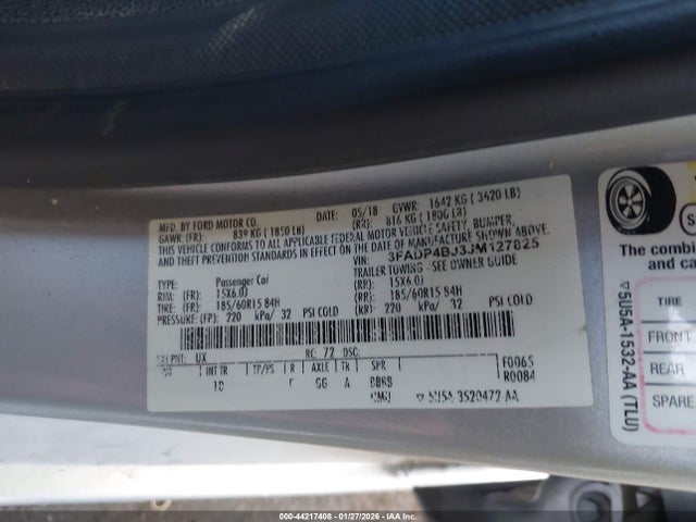 Ford FIESTA SE 2018 3FADP4BJ3JM127825 Image 9
