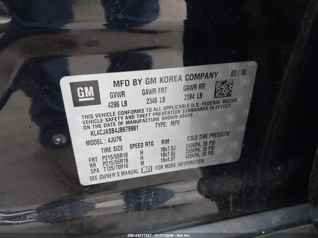 Продаж на аукціоні авто 2018 Buick Encore Preferred, vin: KL4CJASB4JB679981, номер лоту: 44217427