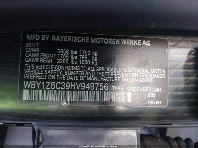 WBY1Z6C39HV949756 BMW I3 94 Ah
