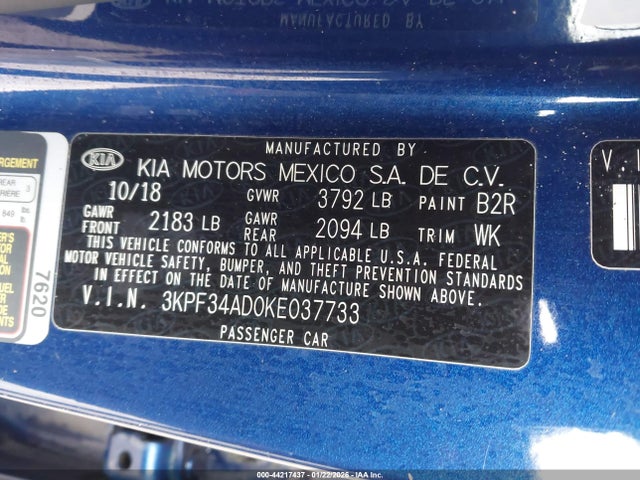 KIA FORTE S 2019 3KPF34AD0KE037733 Image 9