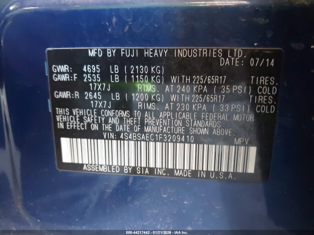 Subaru Outback 2.5i Premium 2015 4S4BSAEC1F3209410 Image 9