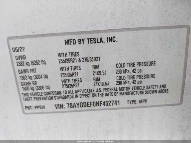 2022 TESLA MODEL Y 7SAYGDEF0NF452741 Photo 8
