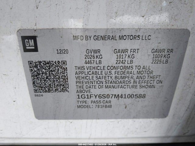 2021 CHEVROLET BOLT EV 1G1FY6S07M4100588 Photo 8